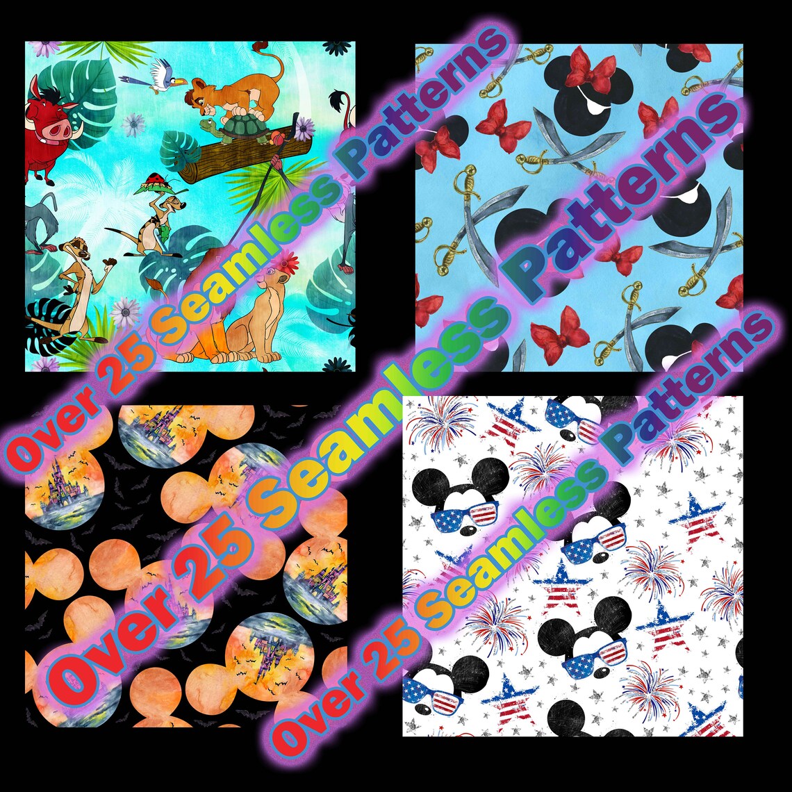Disney Seamless Pattern Bundle 25 Printable Print | Etsy