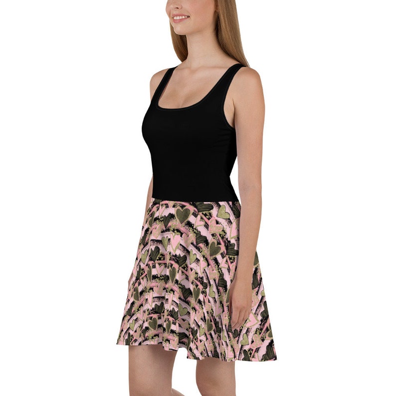 XS Women/'s Camo Black Glitter Heart Camo Inspired Dress Skater Dress Plus Size Black Camo Wedding Dress 3XL