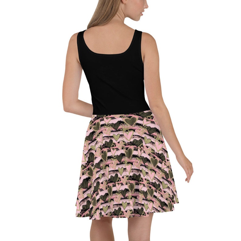 XS Women/'s Camo Black Glitter Heart Camo Inspired Dress Skater Dress Plus Size Black Camo Wedding Dress 3XL