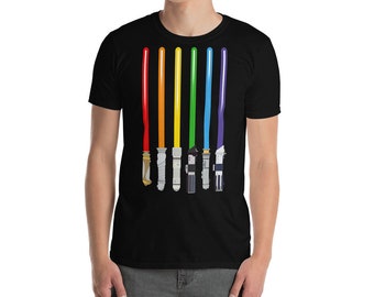 Regenbogen Lichtschwert Shirt | S-3XL | Star Wars Liebhaber | Fröhliches Starwars | Star Wars LGBT Shirt | LGBT Kleidung | LGBTQ Nerds
