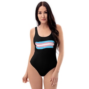 Transgender Simple Swimsuit | XS - 3XL | Transgender One-Piece | Transgender Pride | Transgender Bathing Suit | Swimwear | Swimsuits