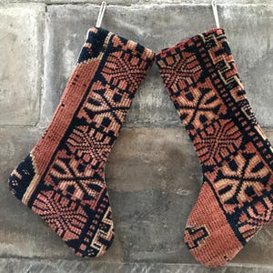 Calza natalizia vintage Kilim: Calza decorativa con tappeto turco
