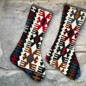 Calza di Natale Kilim: tappeto turco fatto a mano, decorazione natalizia
