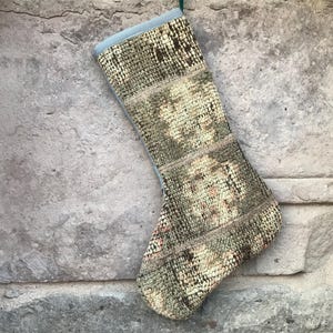 Calza natalizia Kilim fatta a mano: tappeto turco, decorazione in lana