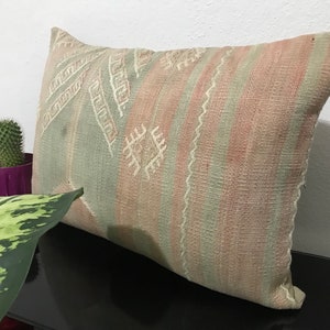 16x24 turkish rug pillow - kilim rug pillow cover - pillow covers - blue pillow striped - gift rugs pillow case - vintage rug decor pillows