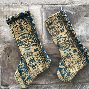 Handmade Kilim Christmas Stocking: Turkish Rug, Boho Holiday Decor