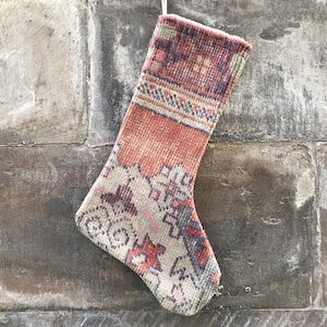 Calza di Natale Kilim turca fatta a mano: Calzino in lana vintage