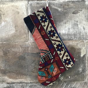 Calza di Natale Kilim fatta a mano: tappeto turco, decorazione da parete