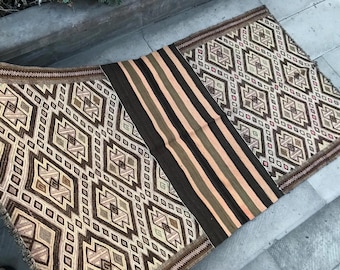 Vintage Turkish Kilim Rug: Handmade Wool, Pink Home Decor (3.2 x 5.8 ft