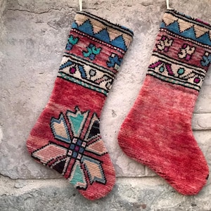 Calza di Natale Kilim: tappeto turco fatto a mano, decorazione natalizia