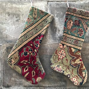 Handmade Kilim Christmas Stocking: Turkish Rug, Boho Holiday Decor