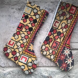 Handmade Kilim Christmas Stocking: Turkish Rug, Boho Decor