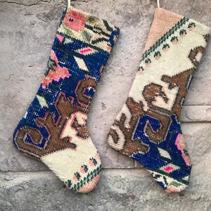 Calza di Natale Kilim fatta a mano: decorazione natalizia con tappeto turco
