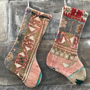 Calza di Natale con tappeto Kilim fatto a mano: arredamento turco vintage