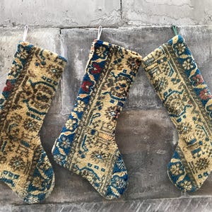 Handmade Kilim Christmas Stocking: Turkish Rug, Boho Decor