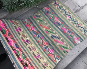 vintage killim rug - turkish area rug - handmade kelim cecim - saloon rug - home decor rug - living room rug - 3.3x5.1 ft mother’s day gifts