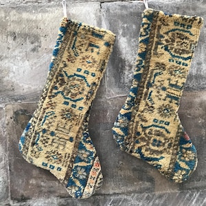 Handmade Kilim Christmas Stocking: Turkish Rug, Boho Holiday Decor