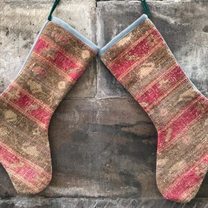 Handmade Kilim Christmas Stocking: Turkish Rug, Boho Decor