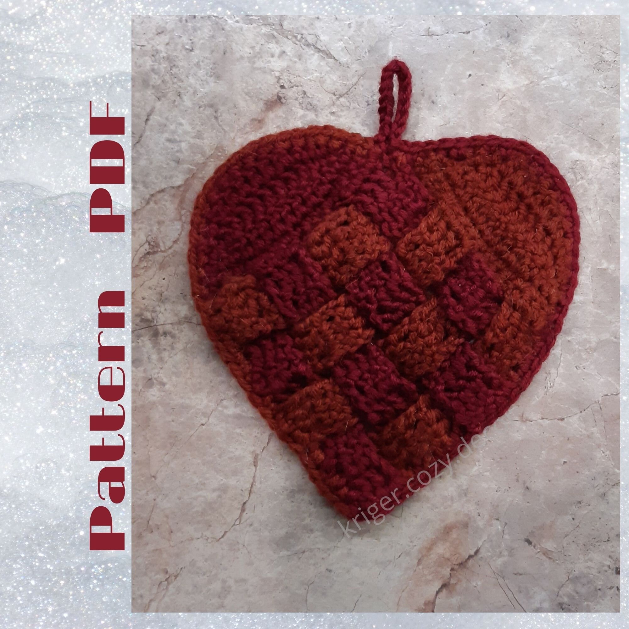 Crochet heart PDF Potholder easy PATTERN Cozy heart trivet Etsy