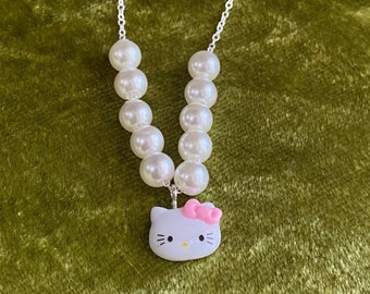 Hello Kitty Pearl Necklace - Etsy