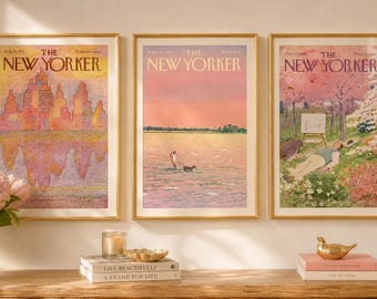 New Yorker digital prints, Set of 3, Pink room decor digital prints