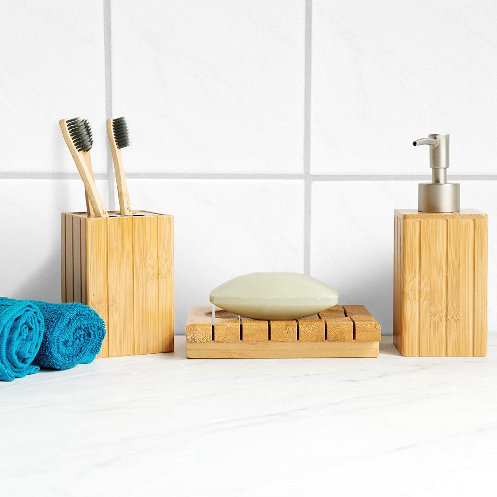 Bamboo Bathroom Accessories Set 3Piece Bath Set with Etsy