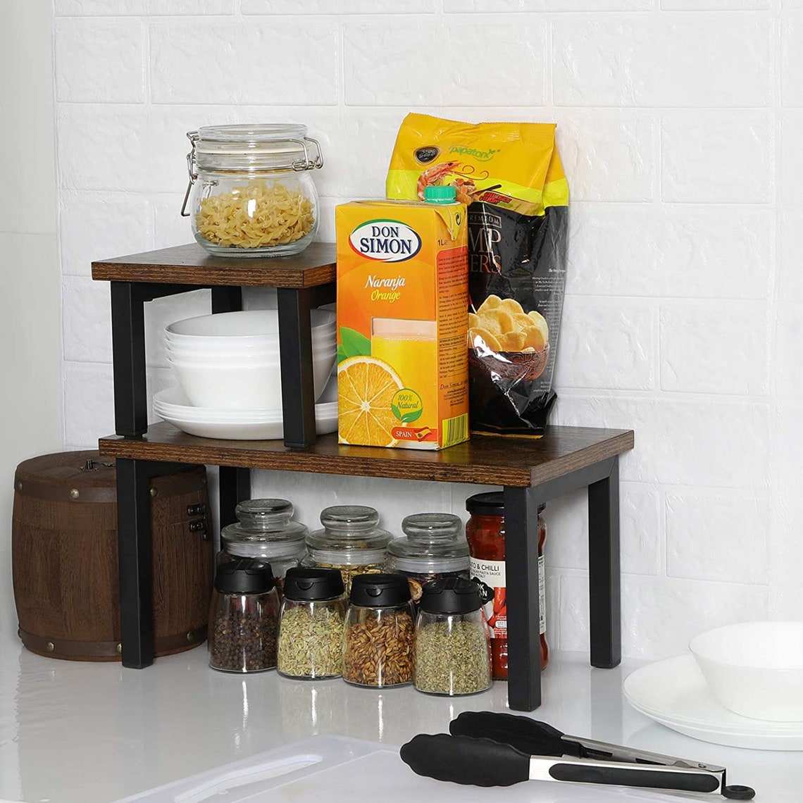Set of 2 Stackable Countertop Storage Shelf Multipurpose Etsy