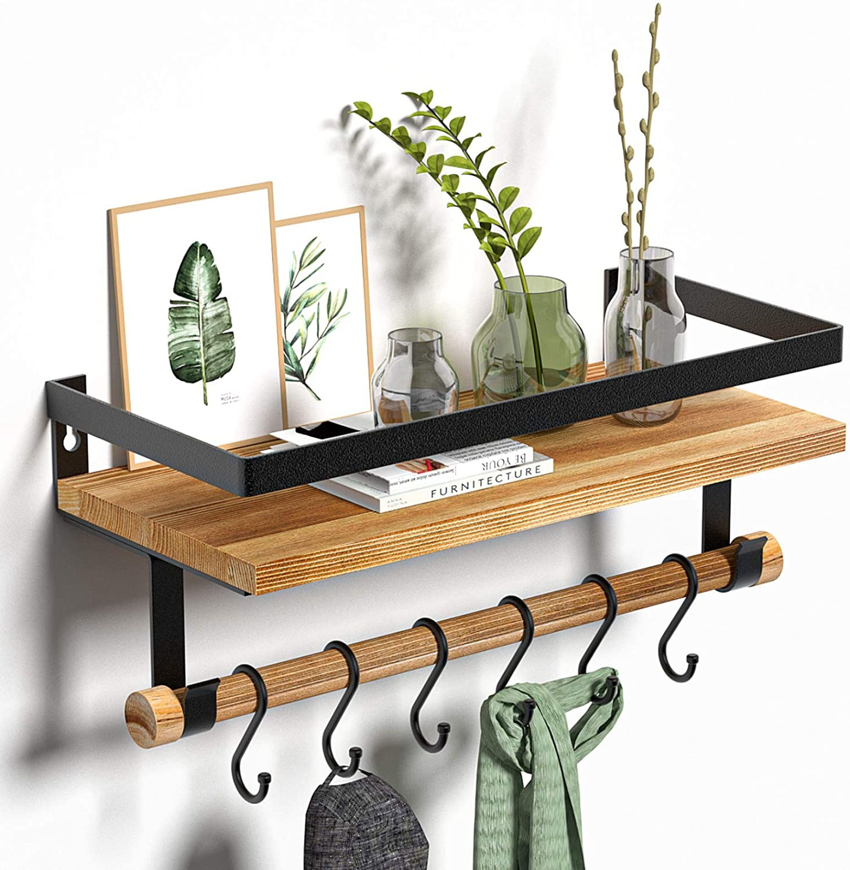 Floating Shelves Shelf with Hooks wall mounted Easy to Etsy