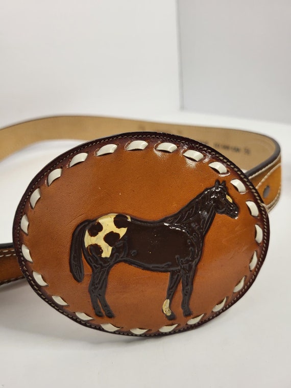 Tooled Leather Tony Lama Belt with Appaloosa Horse