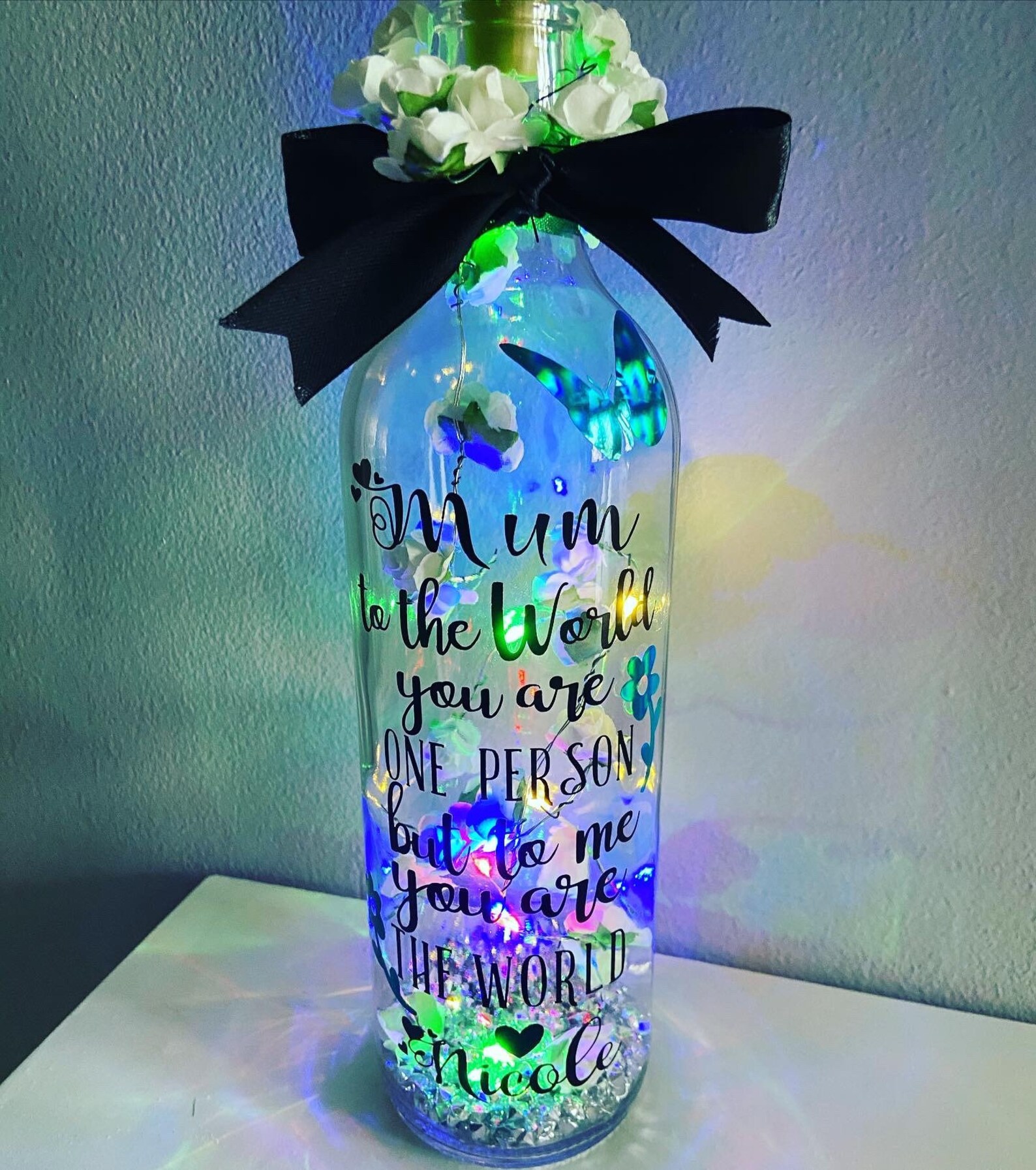 Mothers Day Gift Personalised LED Light up Bottle Mum Gift Etsy