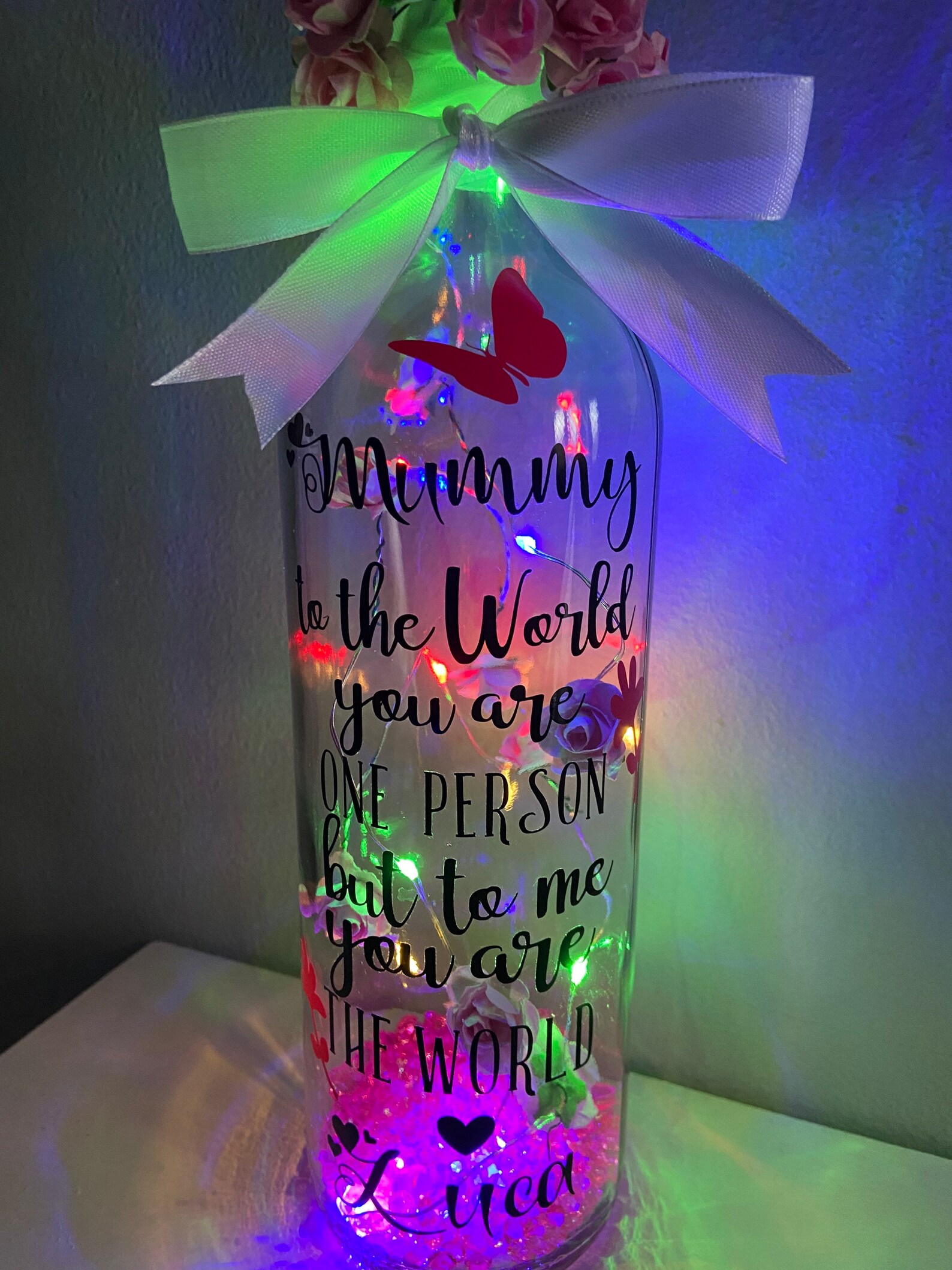 Mothers Day Gift Personalised LED Light up Bottle Mum Gift Etsy
