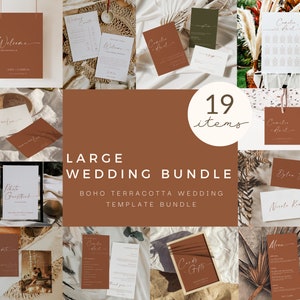 Terracotta Wedding Template Bundle, Pumpkin Wedding Essential Template Bundle, Large Wedding Invitation Printable Value Kit Download #MOLLY