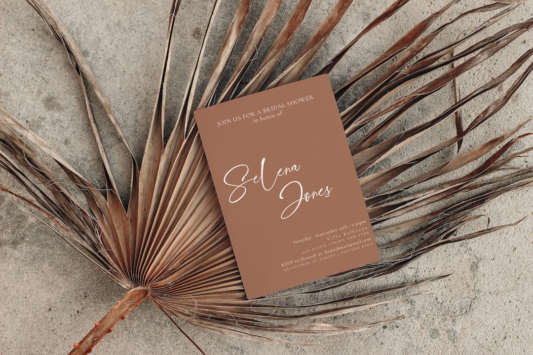 Modern Bridal Shower Invitation Template, Boho Bridal Shower Invite Printable, Modern Sage