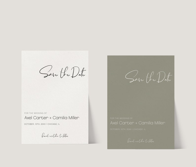 Downloadable #MIA Minimalist Green Save The Date Template Sage Wedding Save The Date Card DIY Editable Modern Save the Date Template
