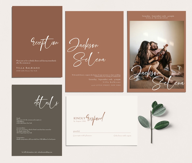 Boho Photo Wedding Invitation Template