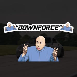 Dr. Evil Downforce vinyldekal: Rolig JDM Slap-klistermärke