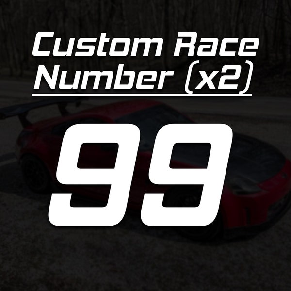 Custom Race Numbers Vinyl Decal (x2) | Car Window Banner Personalized Username JDM Drift Sticker Business Racing Racecar Track Autocross