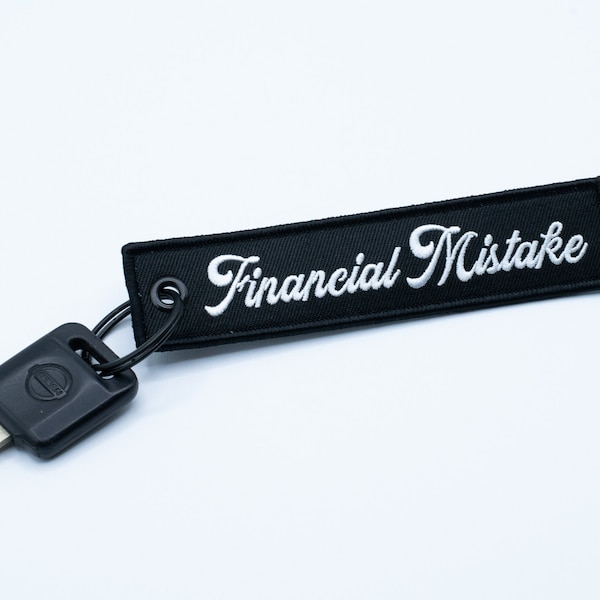 Financial Mistake Jet Tag Keychain | Black | JDM Meme Funny Sheeesh Racing Muscle Drift Car Truck Key Motorcycle Bike