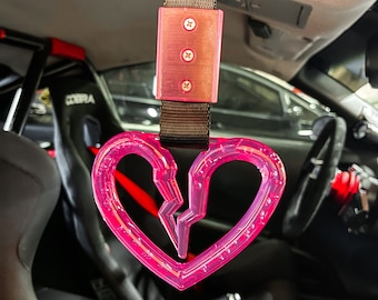 Broken Heart Tsurikawa | JDM Pull Handle Tow Hook Decoration for Drift Show Car | Pink