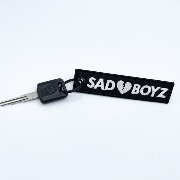 Sad Boyz Jet Tag Keychain | Black | JDM Meme Funny Sadboyz Racing Muscle Drift Car Truck Key Motorcycle Bike