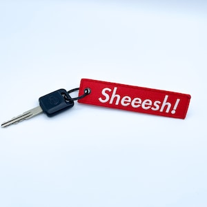 Sheesh Jet Tag Keychain | Red | JDM Meme Funny Sheeesh Racing Muscle Drift Car Truck Key Motorcycle Bike