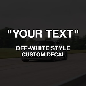 Off White Style Custom Text Vinyl Decal | Window Personalized JDM Aesthetic Streetwear Label Sticker Chrome Holographic Oil Slick