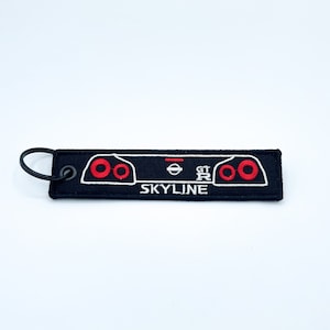 R34 Skyline GTR Jet Tag Keychain | Black | JDM Meme Funny Nissan Racing Muscle Drift Car Truck Key Motorcycle Godzilla