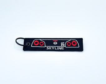 R34 Skyline GTR Jet Tag Keychain | Black | JDM Meme Funny Nissan Racing Muscle Drift Car Truck Key Motorcycle Godzilla
