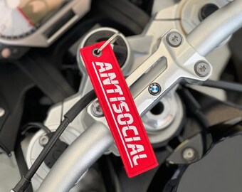 Antisocial Jet Tag Keychain Red JDM Meme Funny Sheeesh Racing