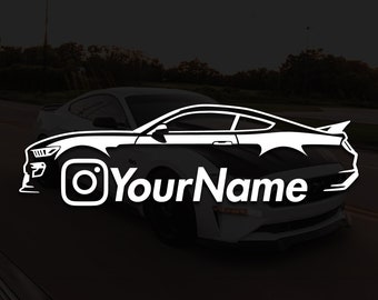 Custom Ford Mustang S550 Silhouette Decal: Personalized Instagram Name Sticker