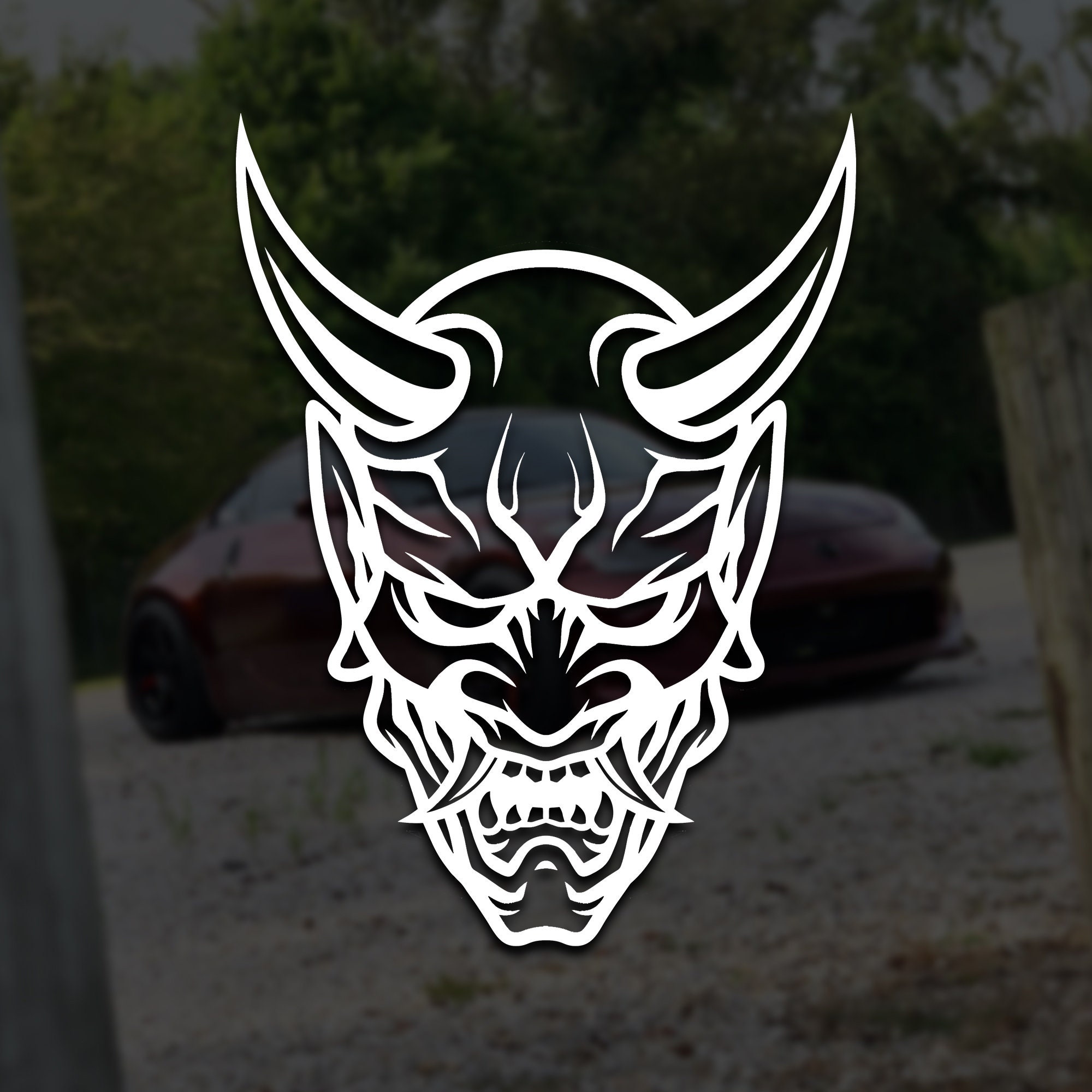 JDM Oni Mask Vinyl Decal Japanese Text Banner Exhaust Ninja Etsy Hong