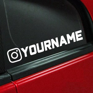 Sticker vinyle personnalisé nom Instagram | Nom d'utilisateur IG personnalisé pour fenêtre de voiture JDM Drift Sticker Chrome holographique nappe de pétrole