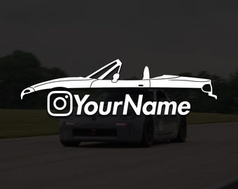Custom Mazda Miata NA Silhouette Decal: Personalized Instagram Name Sticker