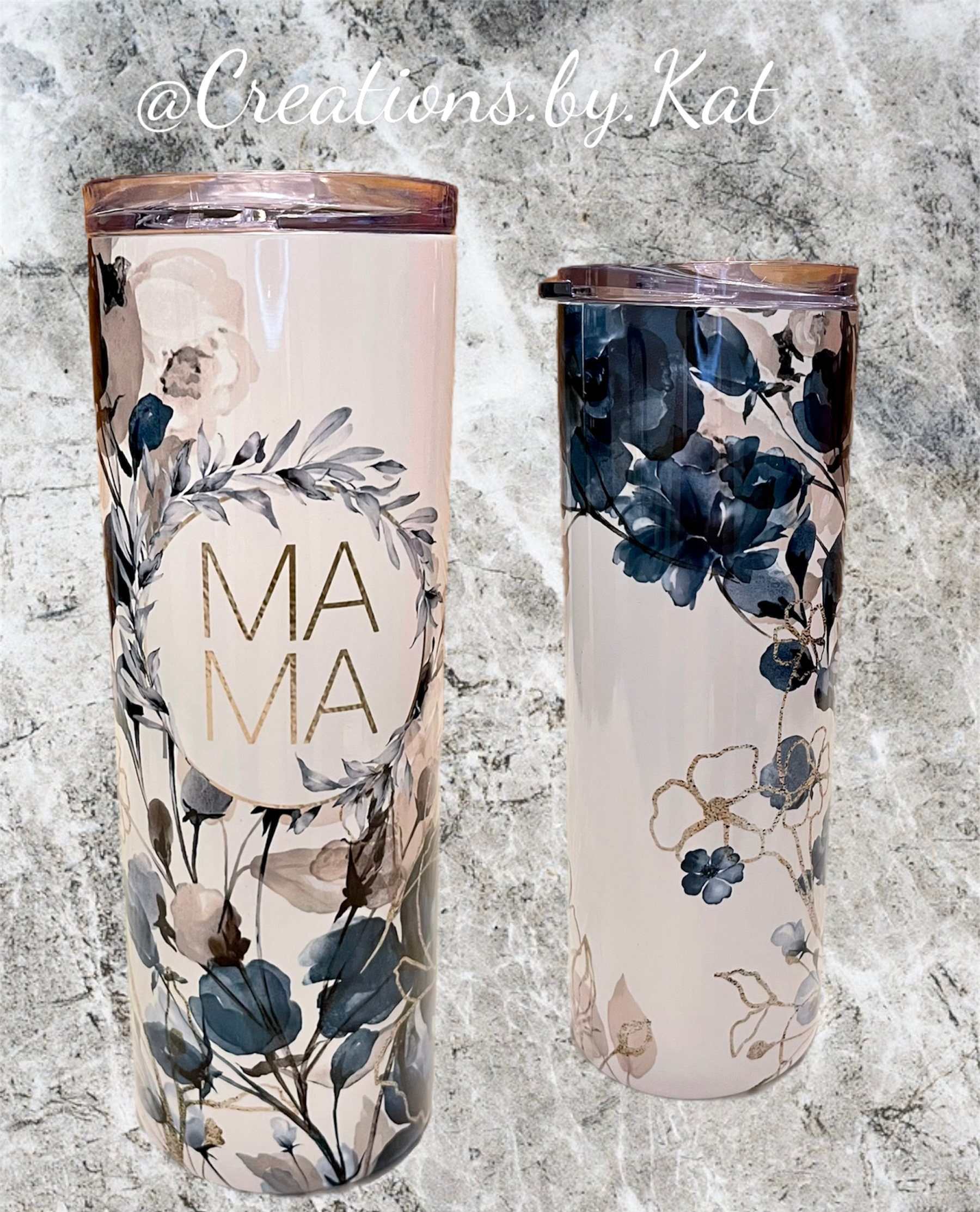 FREE SHIPPING - Floral tumbler, Mama tumbler, Mommy and me, Sublimati